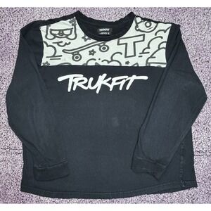 Trukfit Men's Long Sleeve Graphic Shirt Black Gray Skate Streetwear Size XL